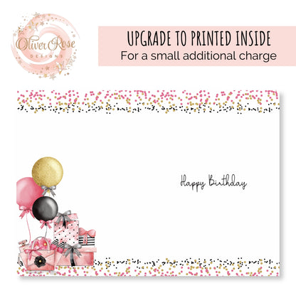 Personalised Birthday Card, Pink & Black Glam
