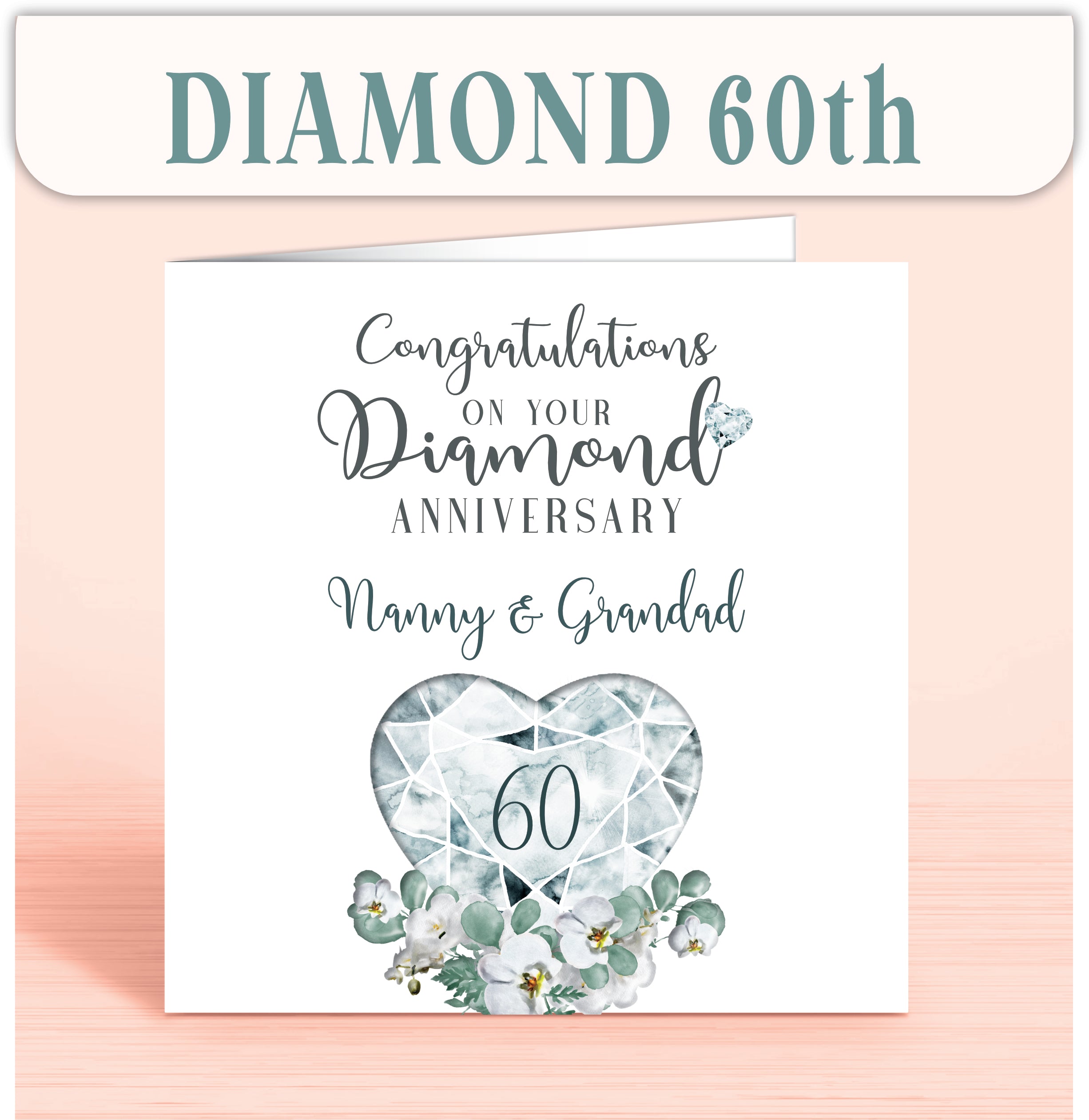 Diamond 60th Anniversary Cards, Personalised