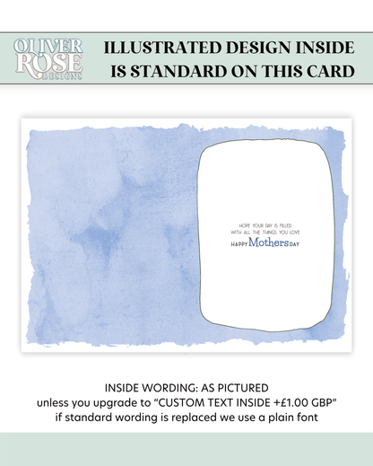 Mothers Day Card especially for you Mum, Blue/Yellow Bouquet (8x6 inches)