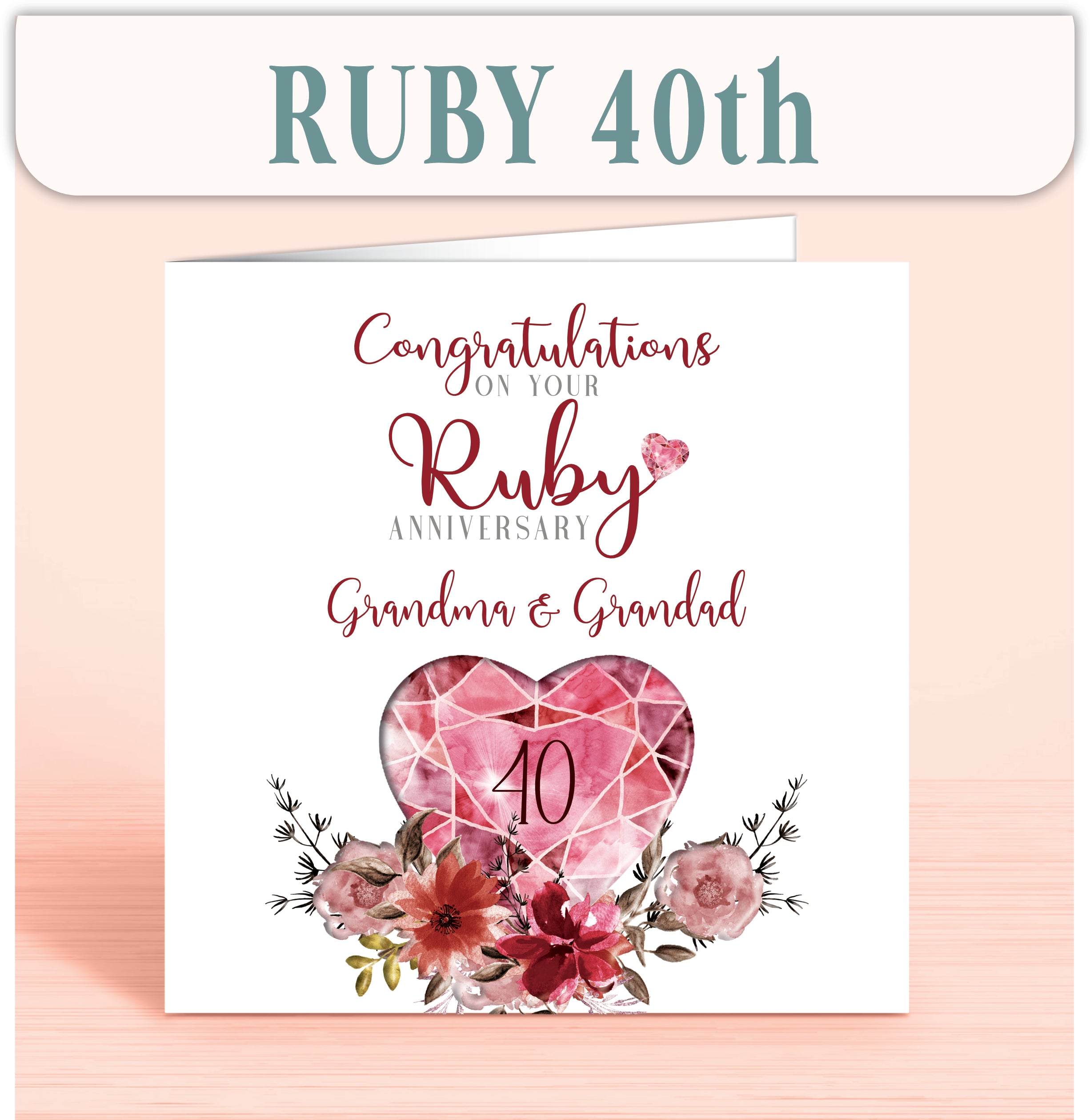 Ruby 40th Anniversary Cards, Personalised