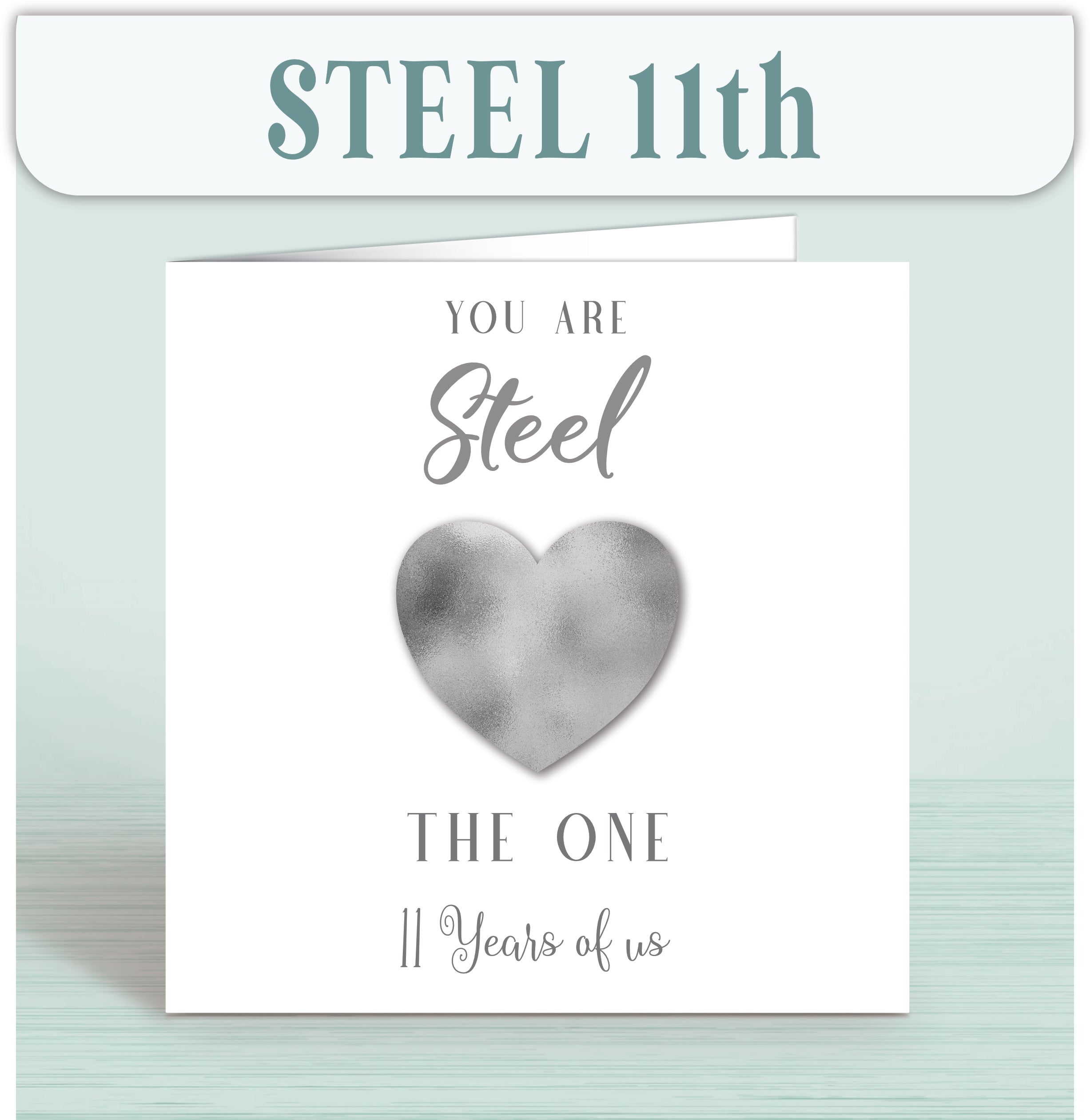 Steel 11th Anniversary Cards, Personalised