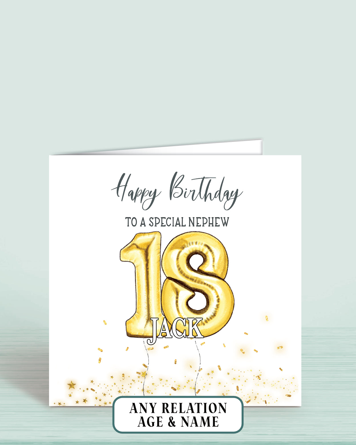 Nephew Birthday Card, 18th Birthday Card for Him, Personalised Gold Printed Effect Birthday Card, Any Age, Any Relation | Oliver Rose Designs