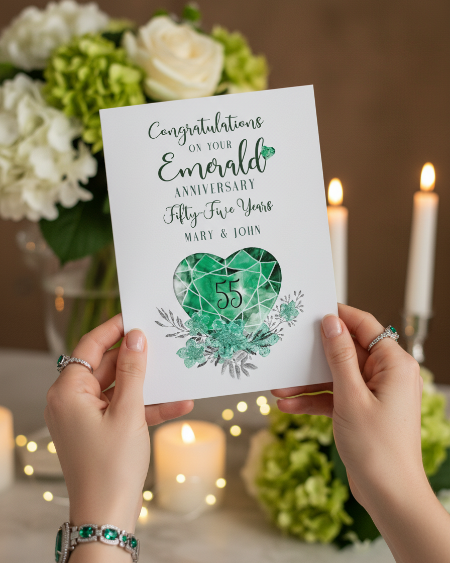 Anniversary card held in hands