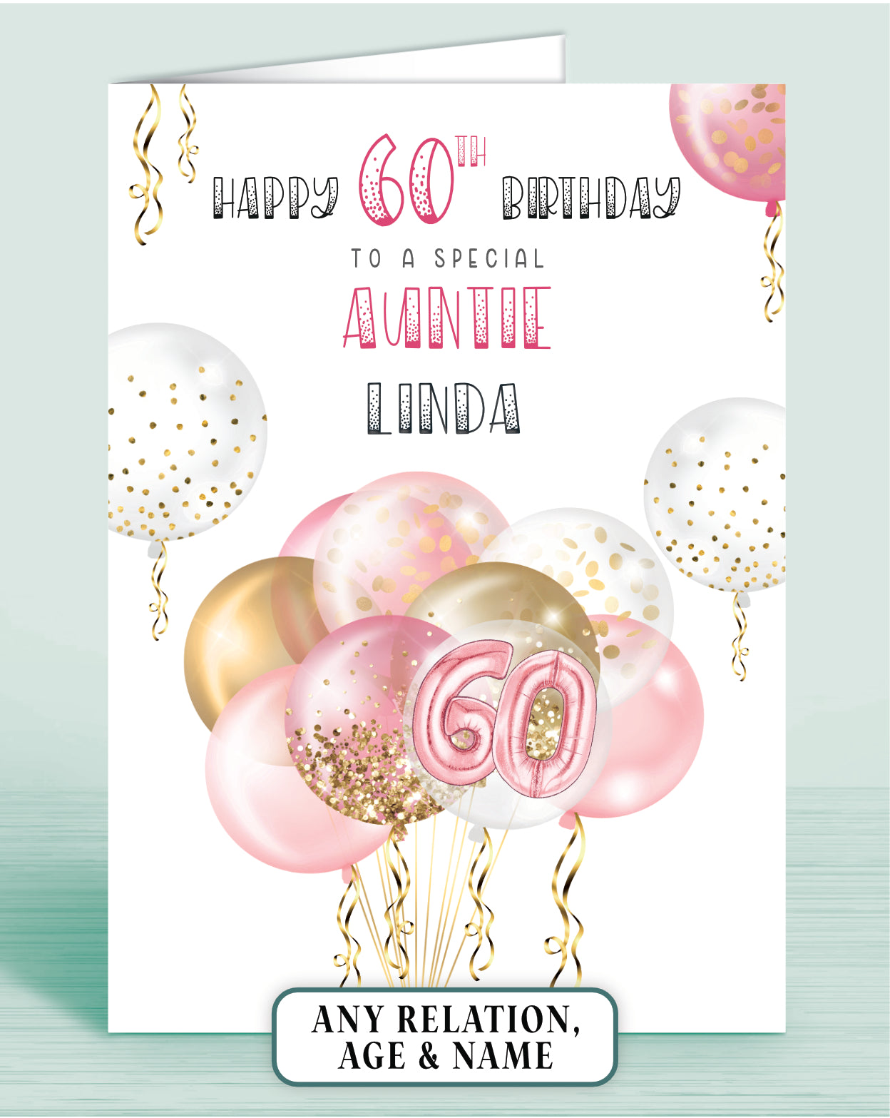 Auntie Birthday Card, 60th Birthday Card, Personalised Birthday Card for Women Her,  Any Age, Any Relation | Oliver Rose Designs