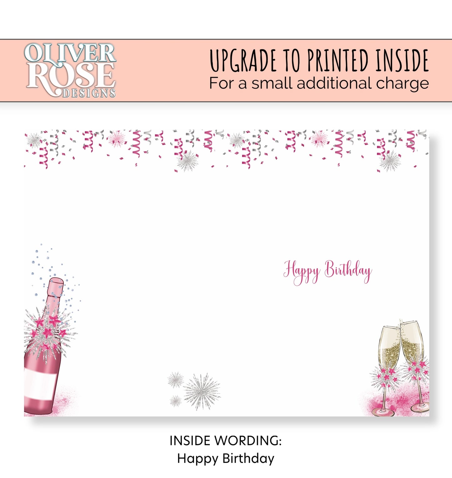Pink Bubbly Birthday Card
