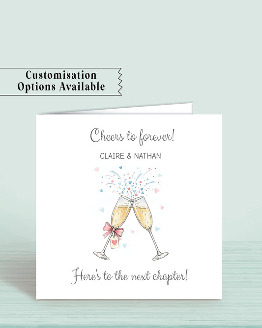 Bubbly Wedding Day, Anniversary or Engagement Card - Choose Wording (6x6 inches)