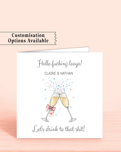 Bubbly Wedding Day, Anniversary or Engagement Card - Choose Wording (6x6 inches)