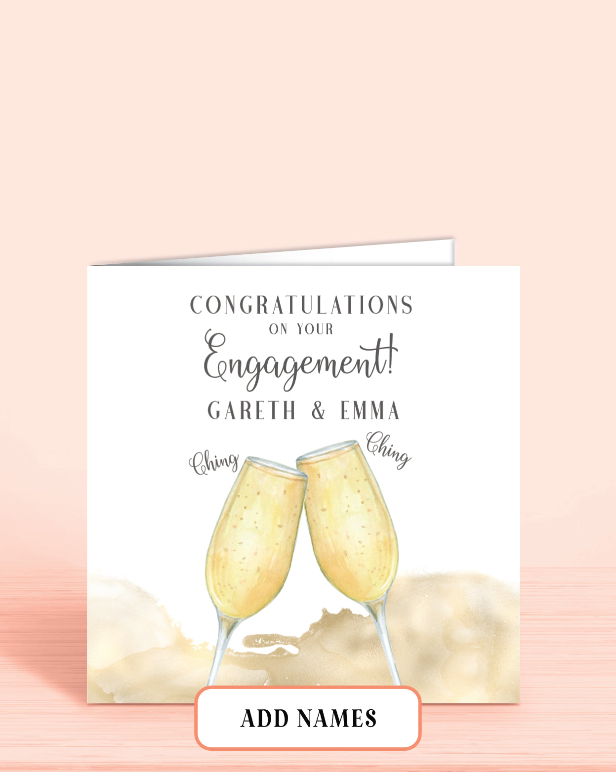 Personalised Engagement Card, Congratulations on your engagement with Names | Oliver Rose Designs