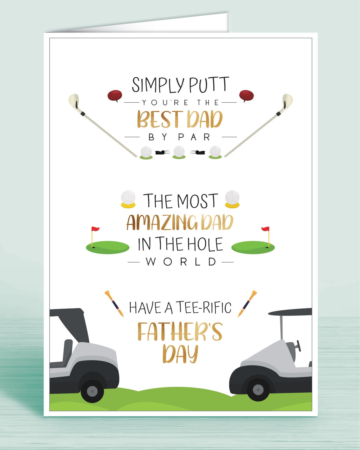 Father's Day Card for Dad, Golf Design, Best Dad, Amazing Dad. A5 8x6 inches | Oliver Rose Designs