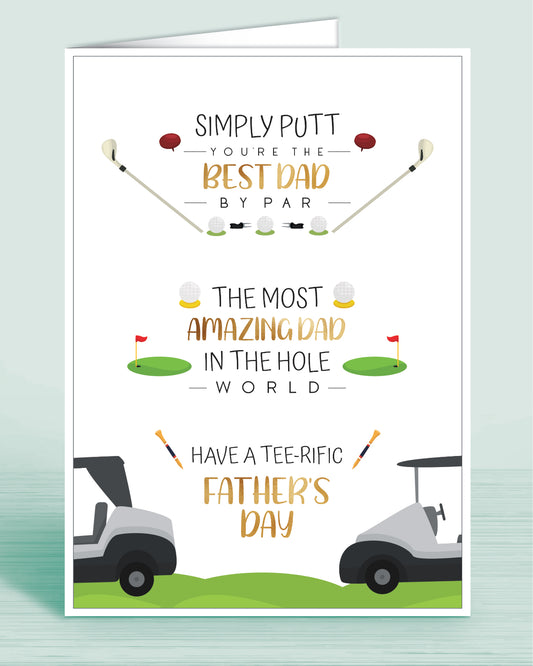 Father's Day Card for Dad, Golf Design, Best Dad, Amazing Dad. A5 8x6 inches | Oliver Rose Designs