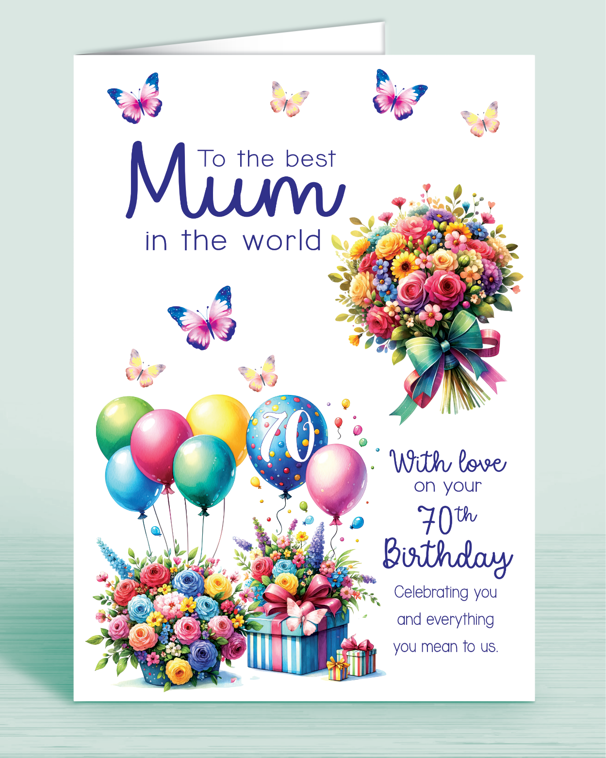Mum Birthday Card, Floral Bright Personalised Birthday Card for Mom (approx 8x6 inches, inc envelope) - Oliver Rose Designs