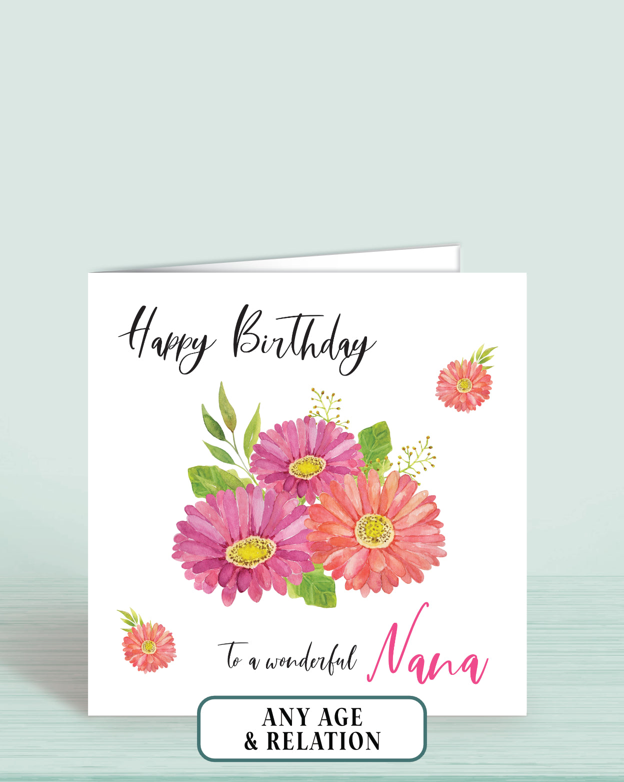 Nana Birthday Card, any age Personalised Birthday Card for Granny, Floral Bouquet Birthday Card, Happy Birthday | Oliver Rose Designs