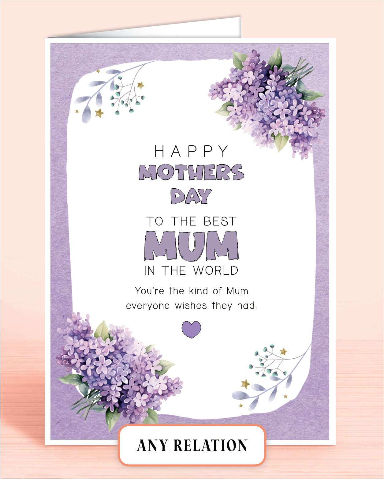 Mothers Day Card for Mum, to the best Mum, Floral Purple