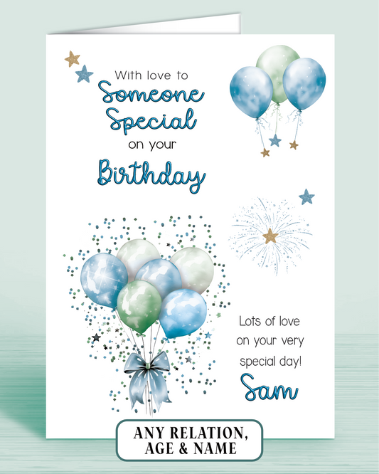 Someone Special Birthday Card for Him, Personalised Birthday Card for Male (approx 6x6 inches, inc envelope) - Oliver Rose Designs