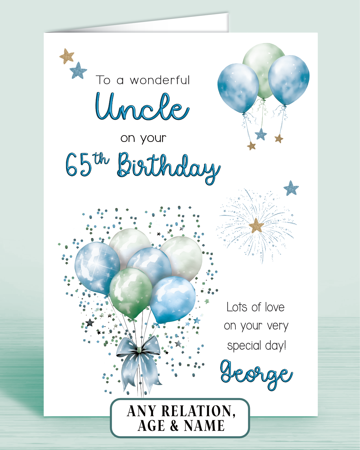 Uncle Birthday Card, Personalised Birthday Card for Him (approx 6x6 inches, inc envelope) - Oliver Rose Designs