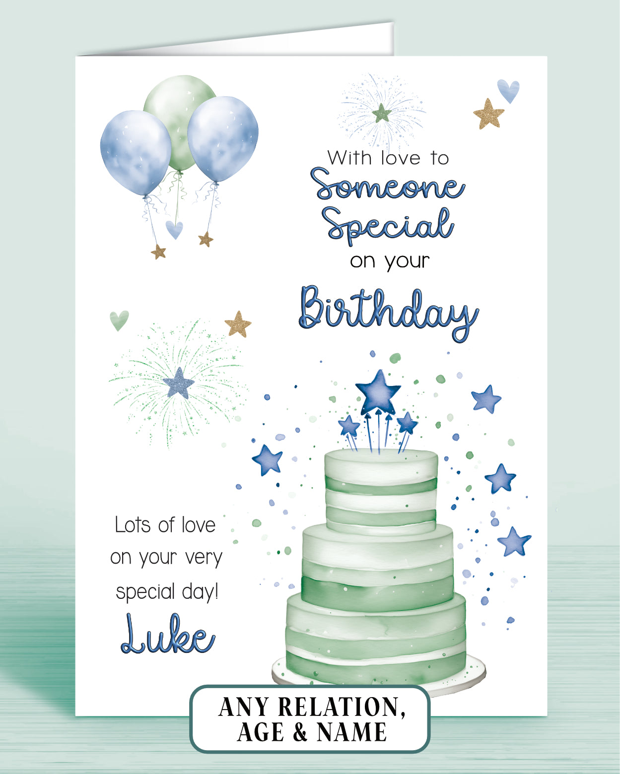 Someone Special Birthday Card for Him, Personalised Birthday Card for Men (approx 8x6 inches, inc envelope) - Oliver Rose Designs