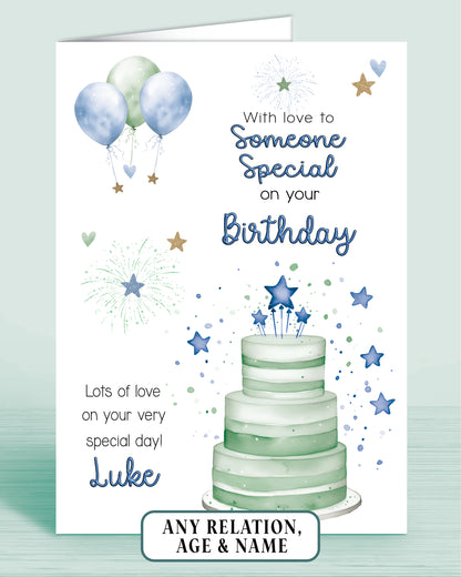 Someone Special Birthday Card for Him, Personalised Birthday Card for Men (approx 8x6 inches, inc envelope) - Oliver Rose Designs