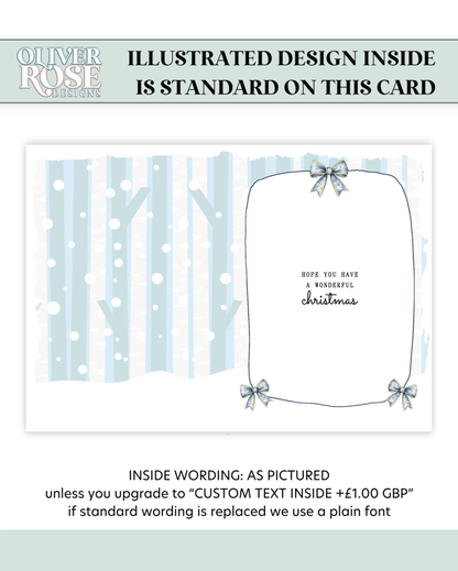 Personalised First Christmas in New Home Card: Snow Scene (8x6 inches)