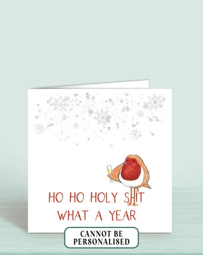 Jolly Robin Christmas Card | Ho Ho Holy S*it What A Year | Oliver Rose Designs