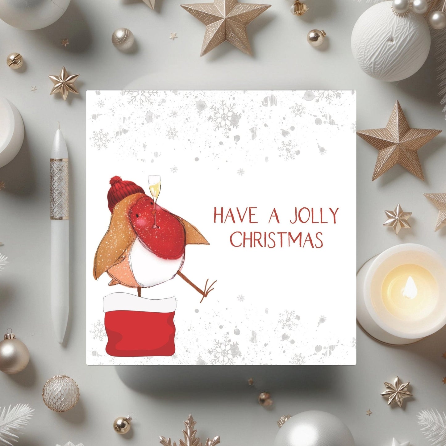 Styled Image: Jolly Robin Christmas Card | Have a Jolly Christmas | Oliver Rose Designs