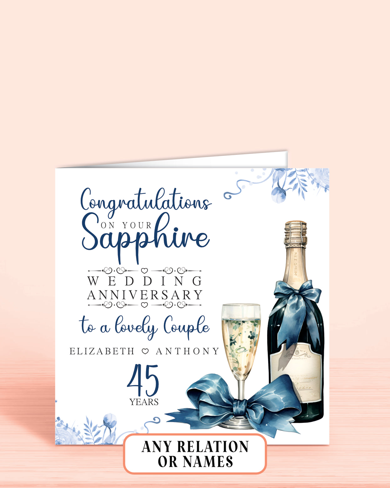 To a Lovely Couple 45th Sapphire Anniversary Card, Congratulations On your Sapphire Wedding Anniversary, 45 years