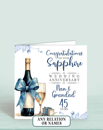 Nan & Grandad 45th Sapphire Anniversary Card, Congratulations On your Sapphire Wedding Anniversary, 45 years