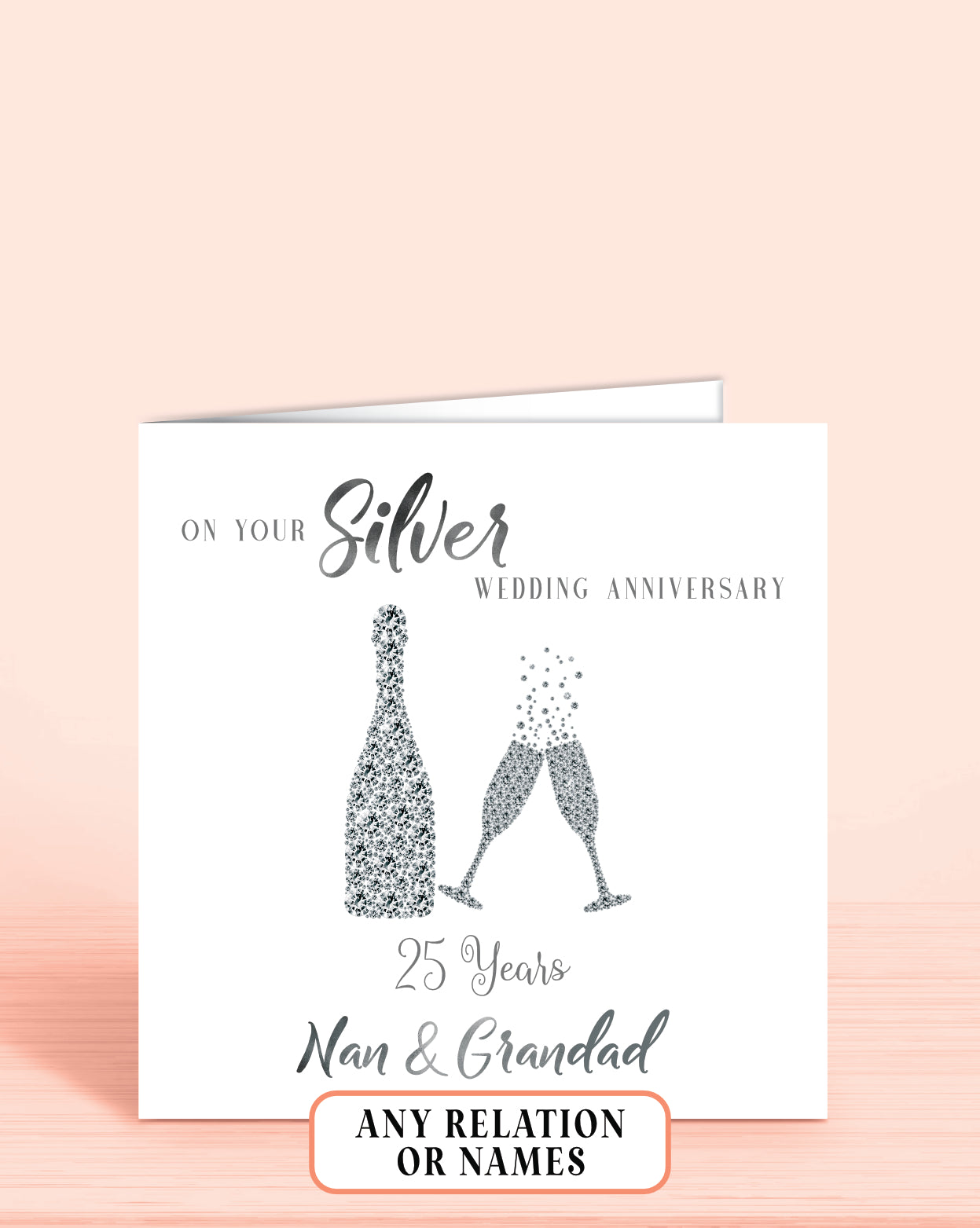 Silver Anniversary Card, 25th Anniversary Card, Nan & Grandad, 25 years wedding, on your silver anniversary | Oliver Rose Designs