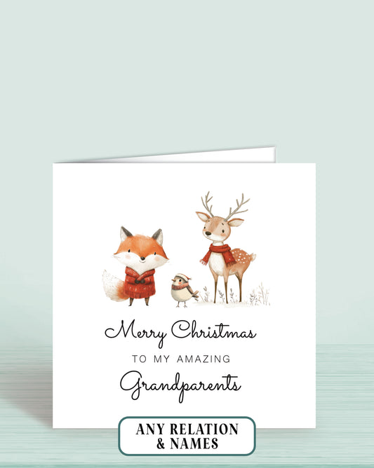 Grandparents Christmas Card, or change to any relation, Merry Christmas to my amazing Godparents, Auntie & Uncle or Mum & Dad. by Oliver Rose Designs