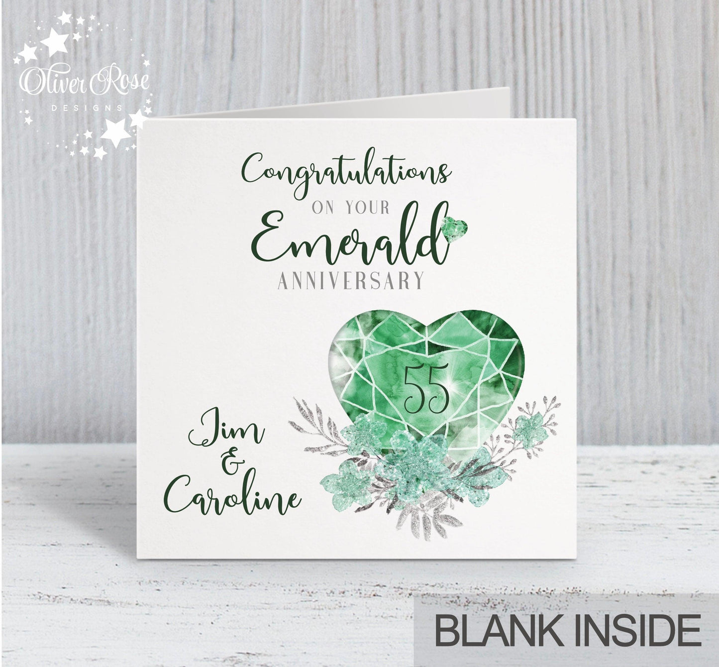 55th Emerald Anniversary Card, Congratulations on your Emerald Anniversary, Personalised Card, 55 years