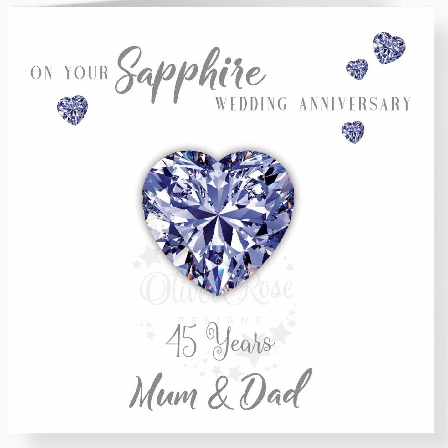 45th Sapphire Anniversary Card, On your Sapphire Anniversary, Mum & Dad, 45 years