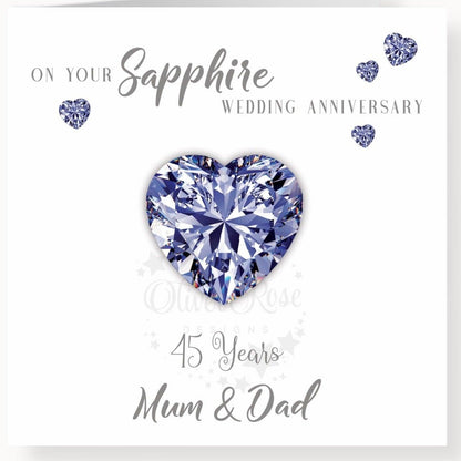 45th Sapphire Anniversary Card, On your Sapphire Anniversary, Mum & Dad, 45 years