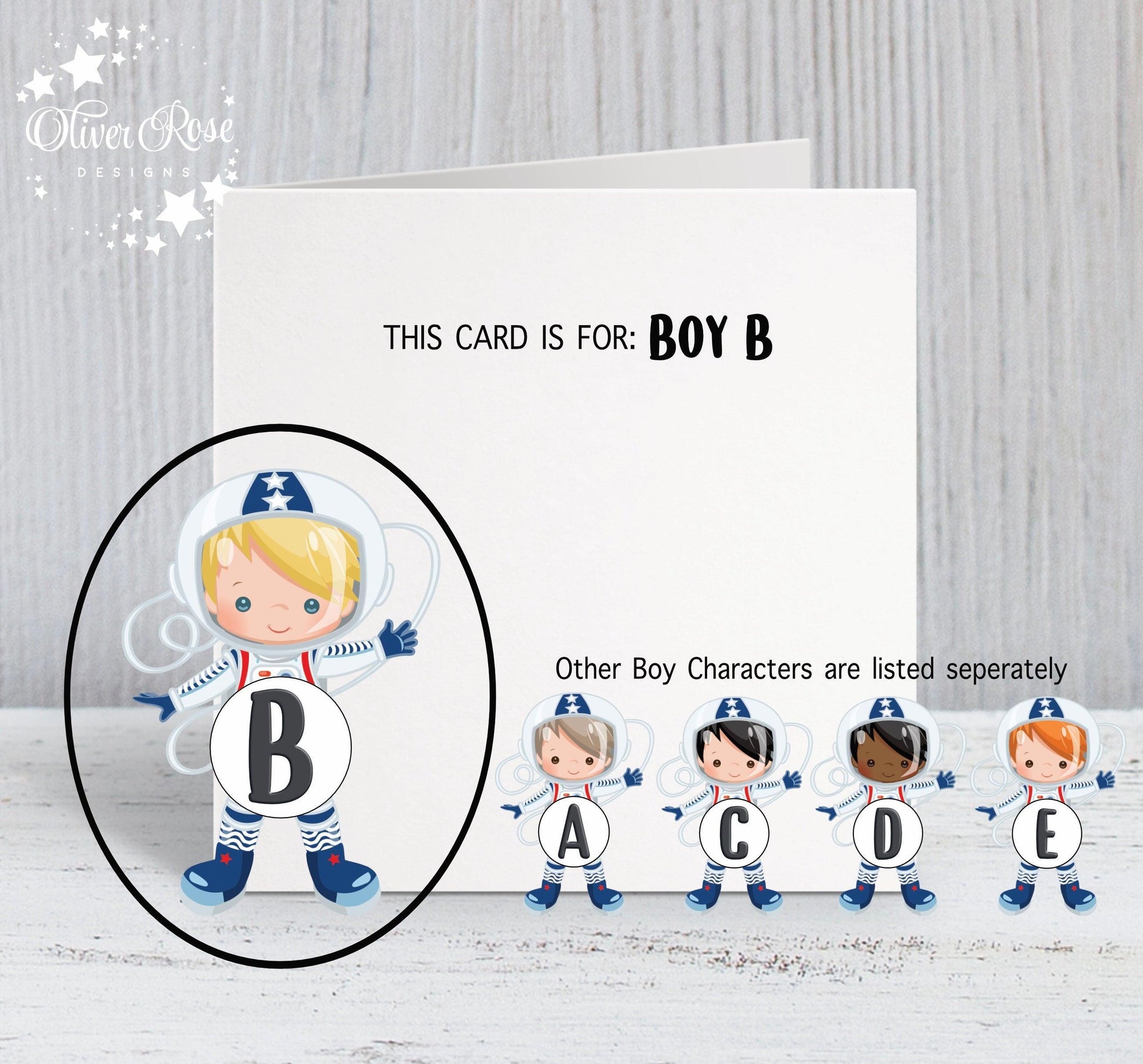 Space Astronaut Theme Birthday Card, for Boys, Blonde Hair, Personalised Card, Any Age, Any Relationship