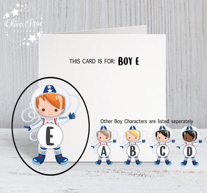 Space Astronaut Theme Birthday Card, for Boys, Red Hair, Personalised Card, Any Age, Any Relationship, BOY E