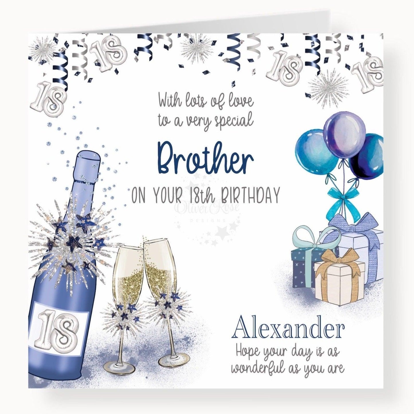 Brother Birthday Card, Age 18th (or any age, any relation) | Oliver Rose Designs