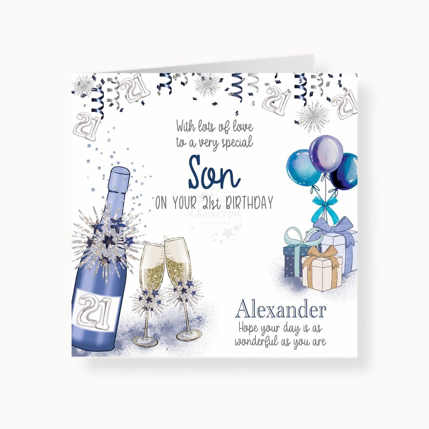 Son Birthday Card, Age 21st (or any age, any relation) | Oliver Rose Designs