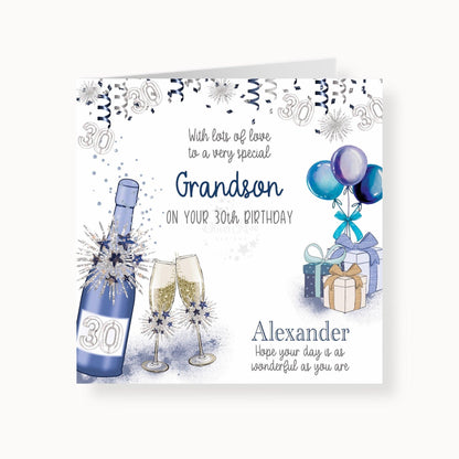 Grandson Birthday Card, Age 30th (or any age, any relation) | Oliver Rose Designs