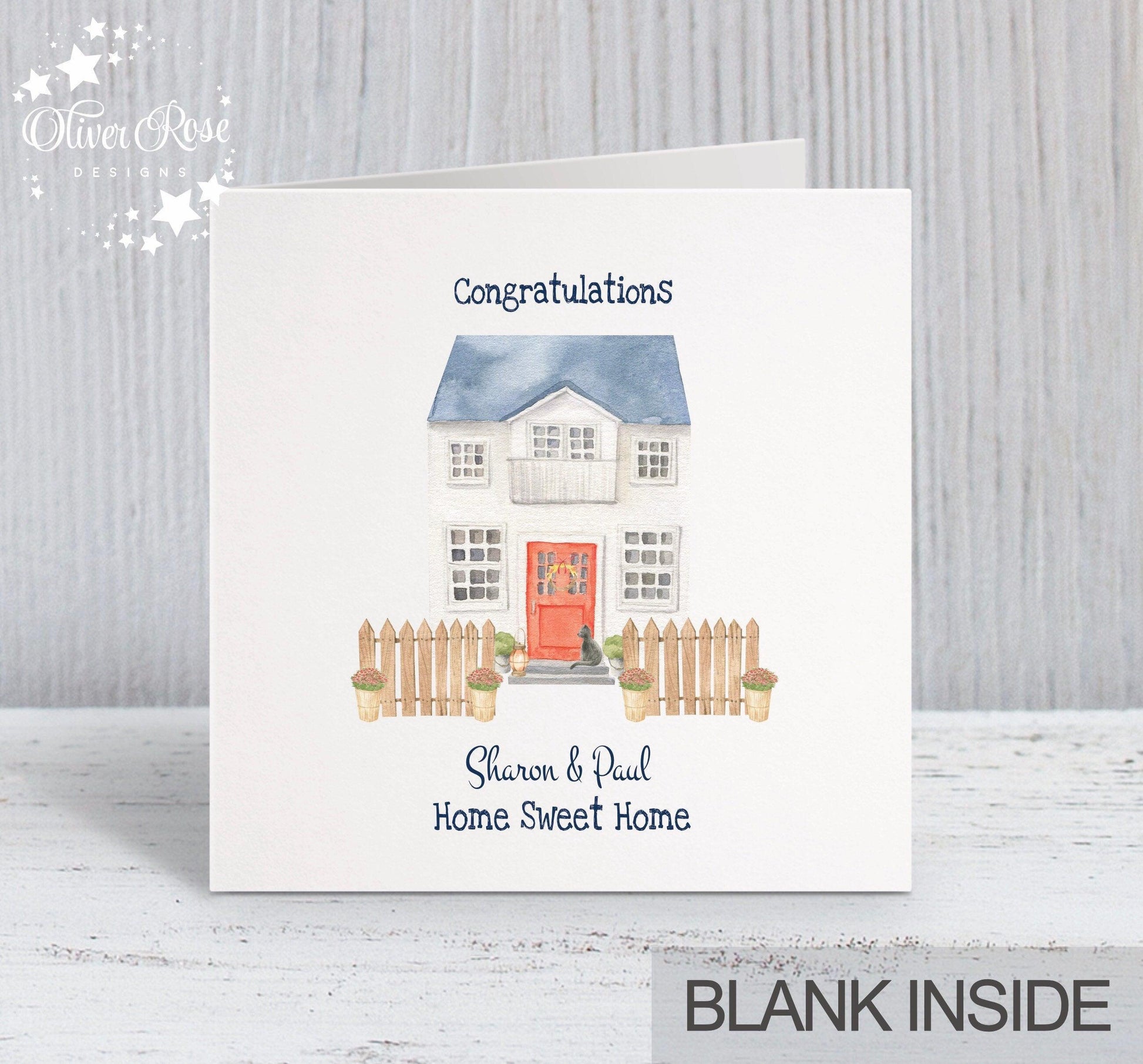 Personalised New Home Card, Congratulations [Names] Home Sweet Home | Oliver Rose Designs