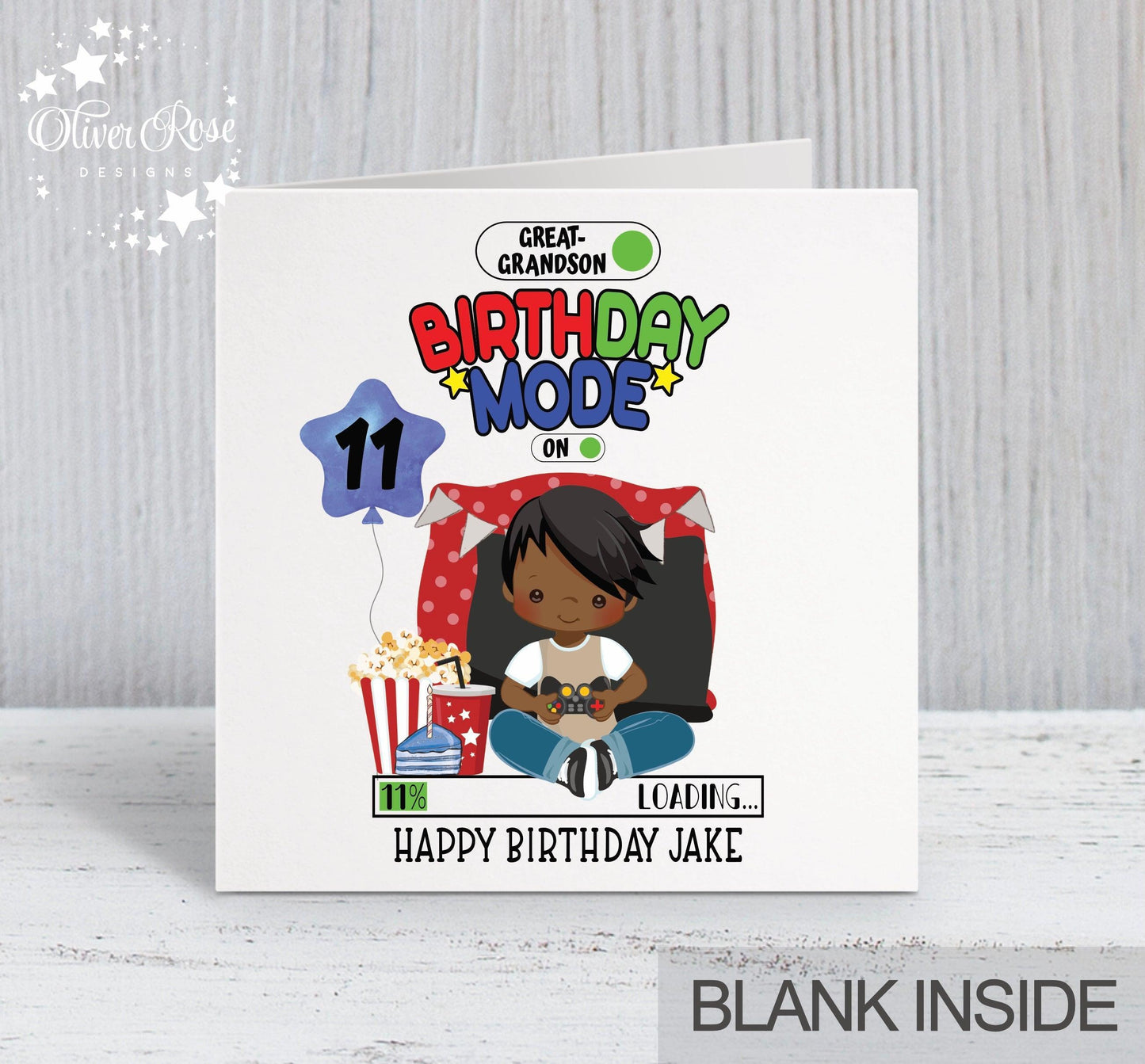 Gaming Gamer Theme Birthday Card, Boys, Personalised Card, 11th Birthday Card, Great-Grandson