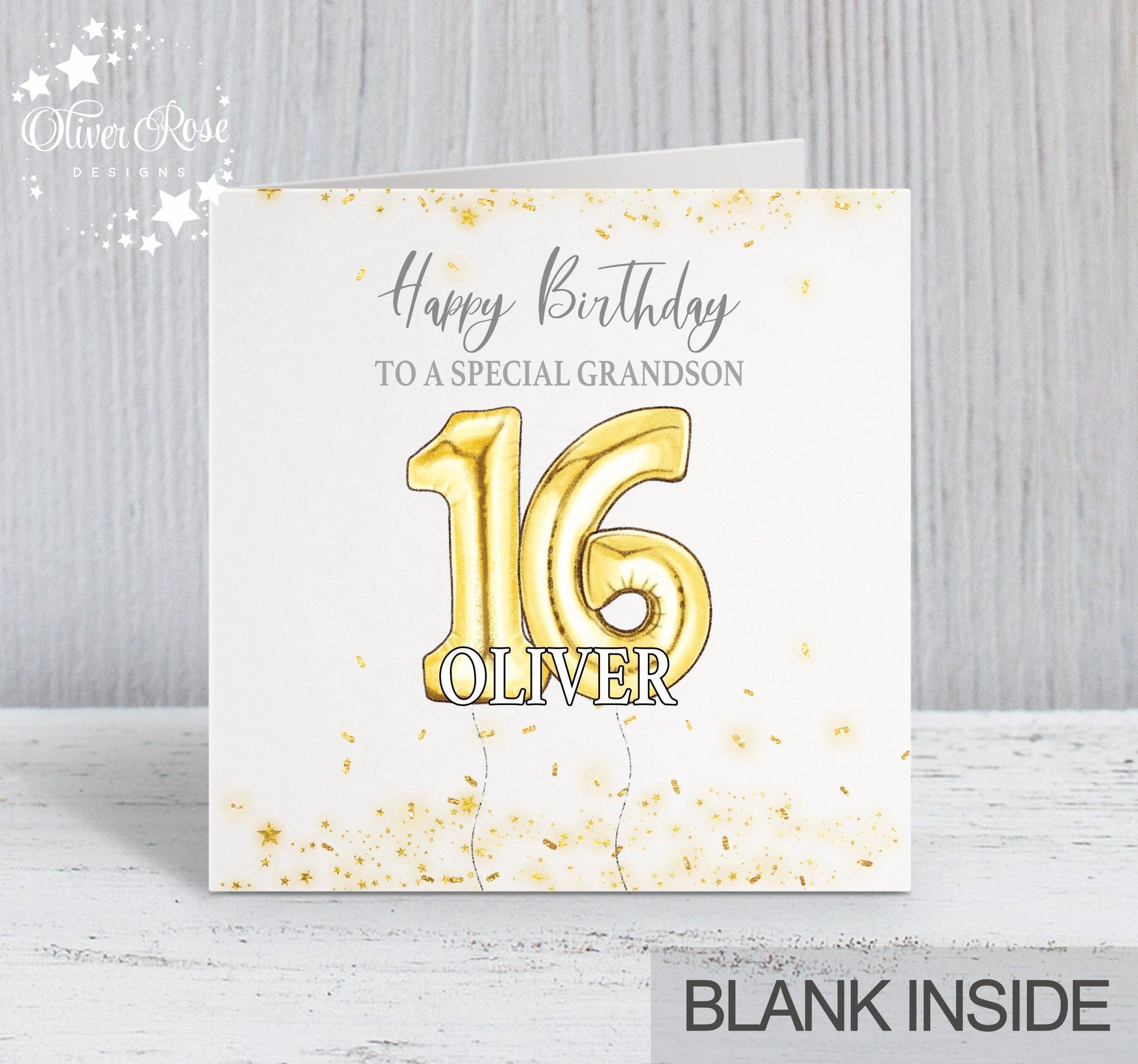 AGE(GOLD) Birthday Card, 16th Birthday Card, Printed Gold Effect, Grandson