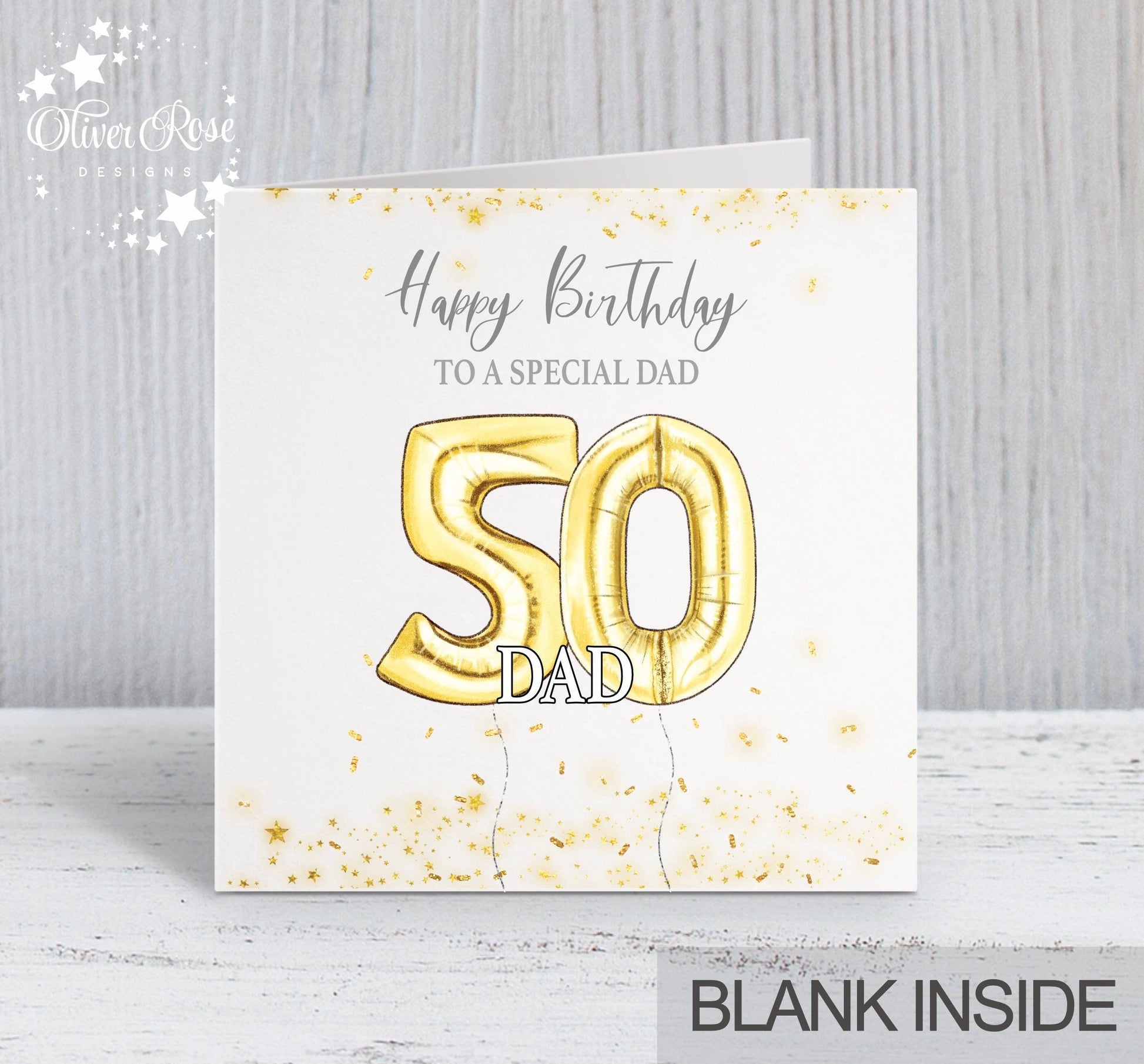 AGE(GOLD) Birthday Card, 50th Birthday Card, Printed Gold Effect, Dad