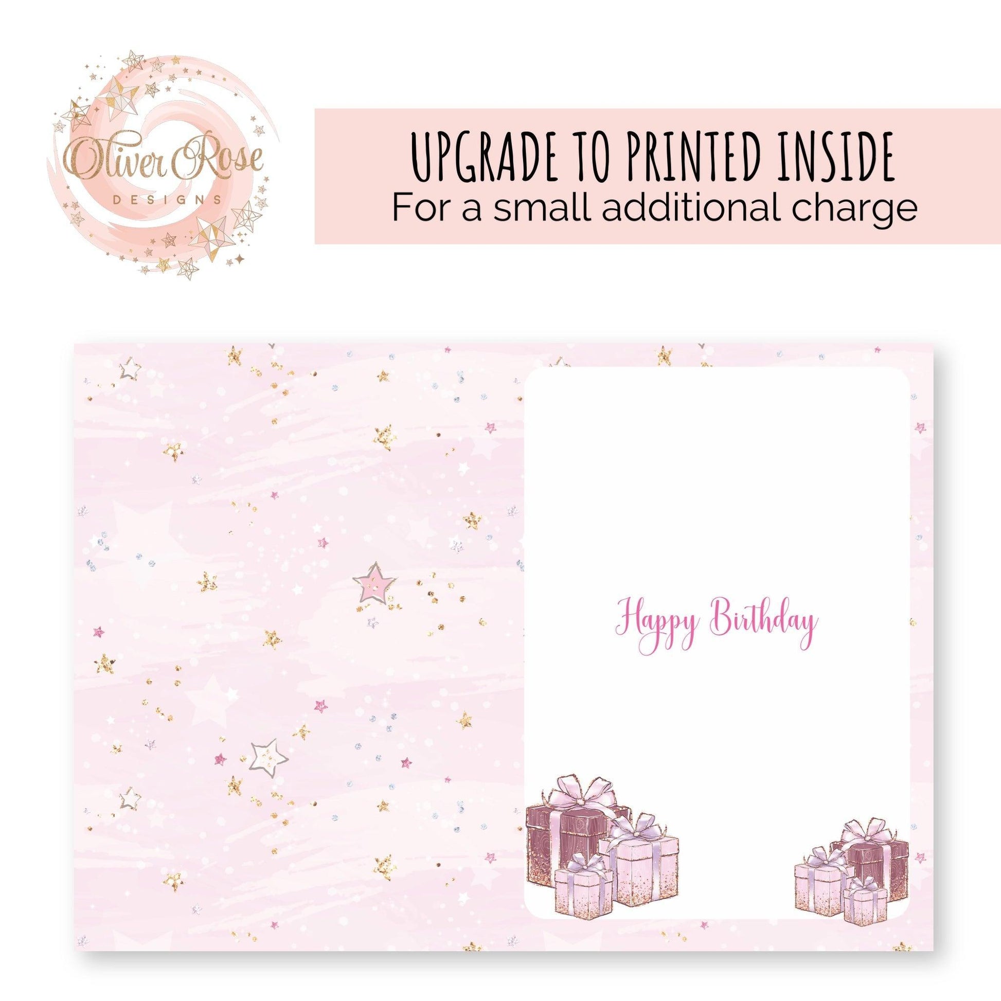 upgrade birthday card to matching printed design inside teengirl girl on phone