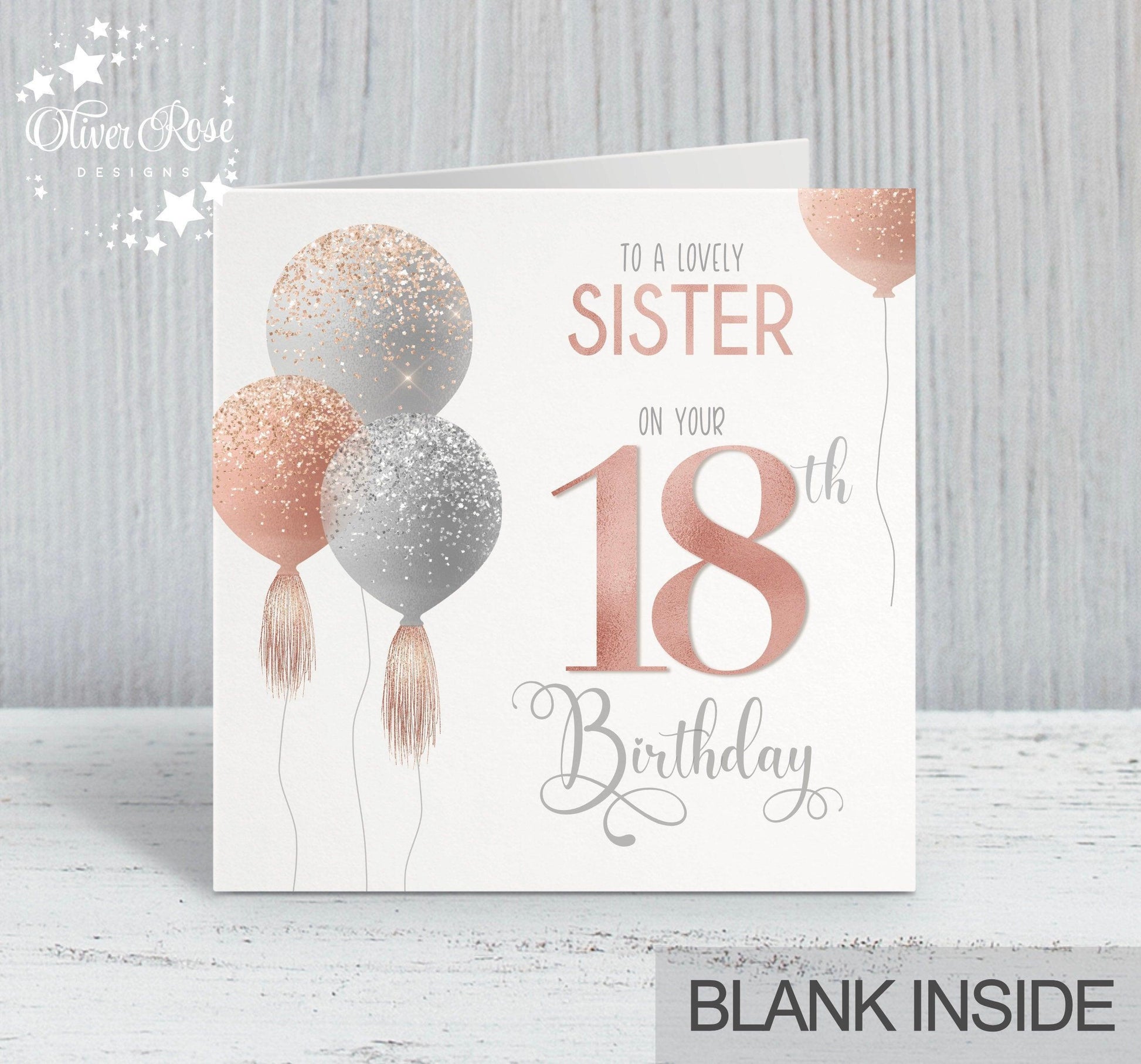 Sister Birthday Card, Personalised 18th Birthday Card for Sister, Pink Balloons Birthday Card (5.75" Square) - Oliver Rose Designs