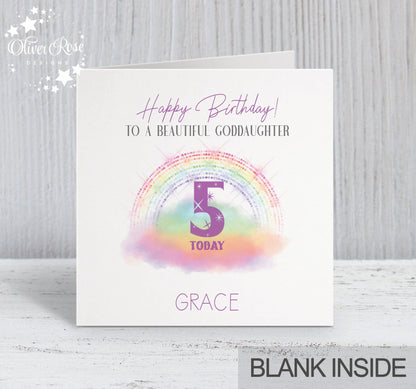 Rainbow Cloud Birthday Card (5.75" Square) - Oliver Rose Designs