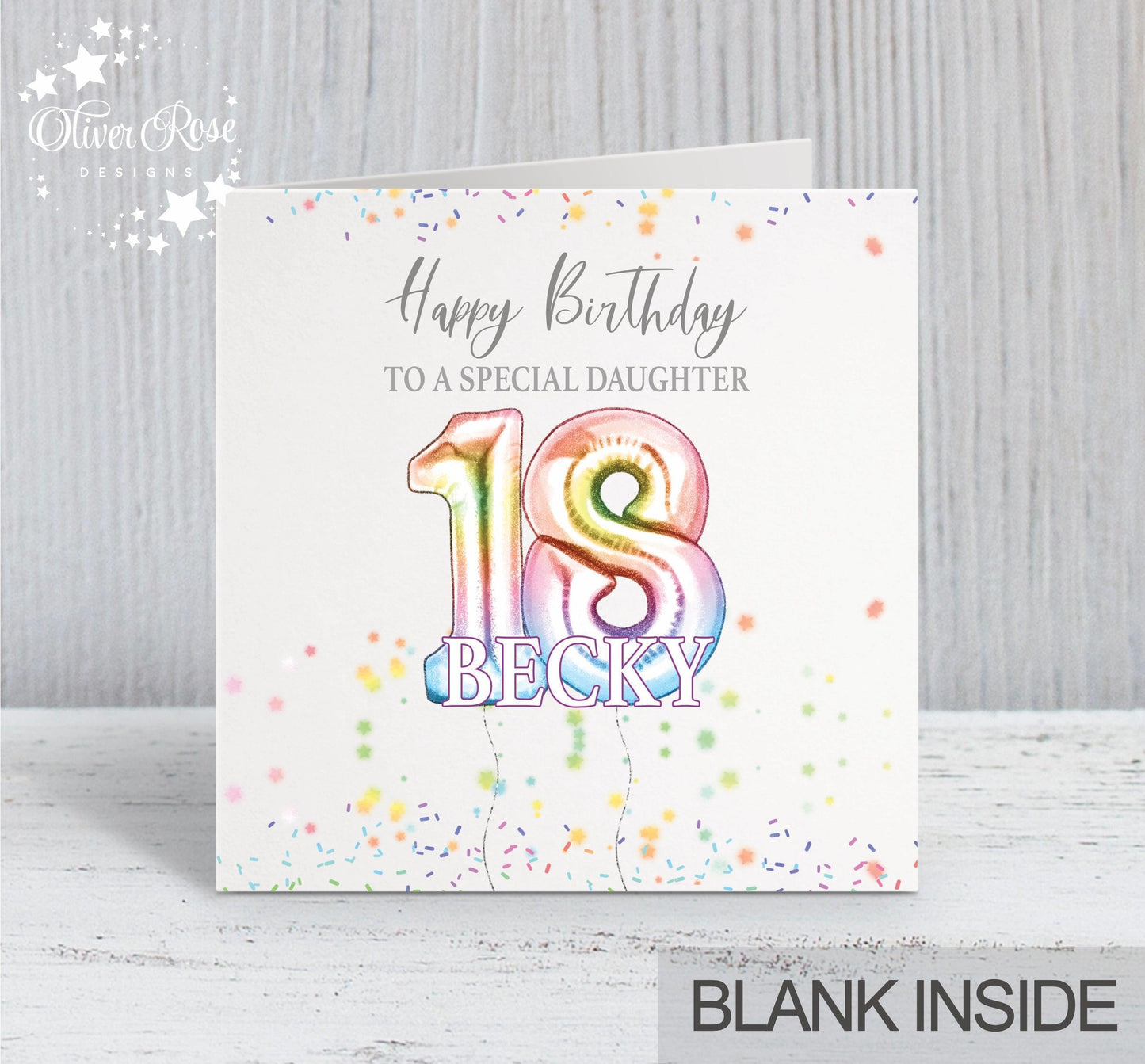 Rainbow Effect Birthday Card (5.75" Square) - Oliver Rose Designs