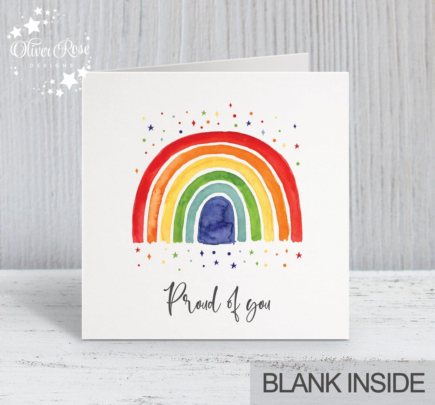 Rainbow Gratitude / Encouragement Card (5.75" Square) - Oliver Rose Designs