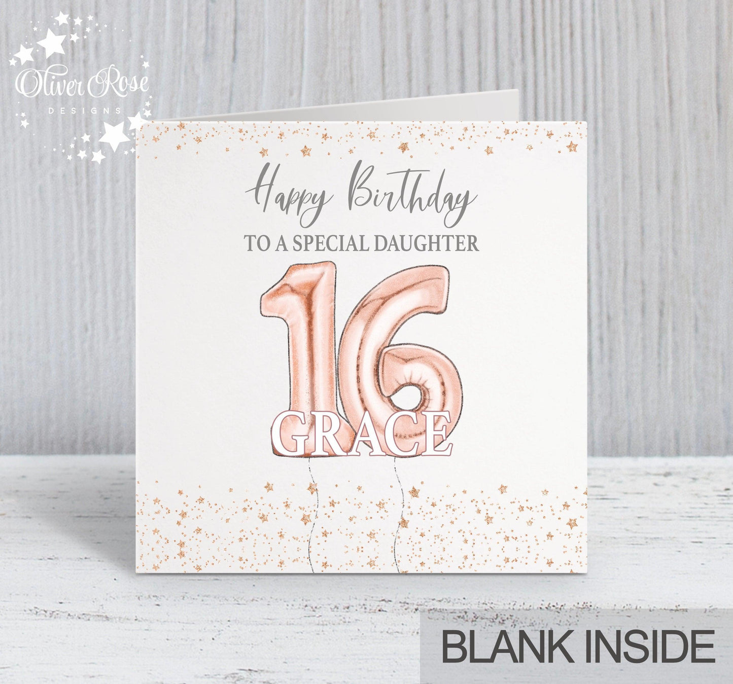 Rose Gold Effect Birthday Card (5.75" Square) - Oliver Rose Designs