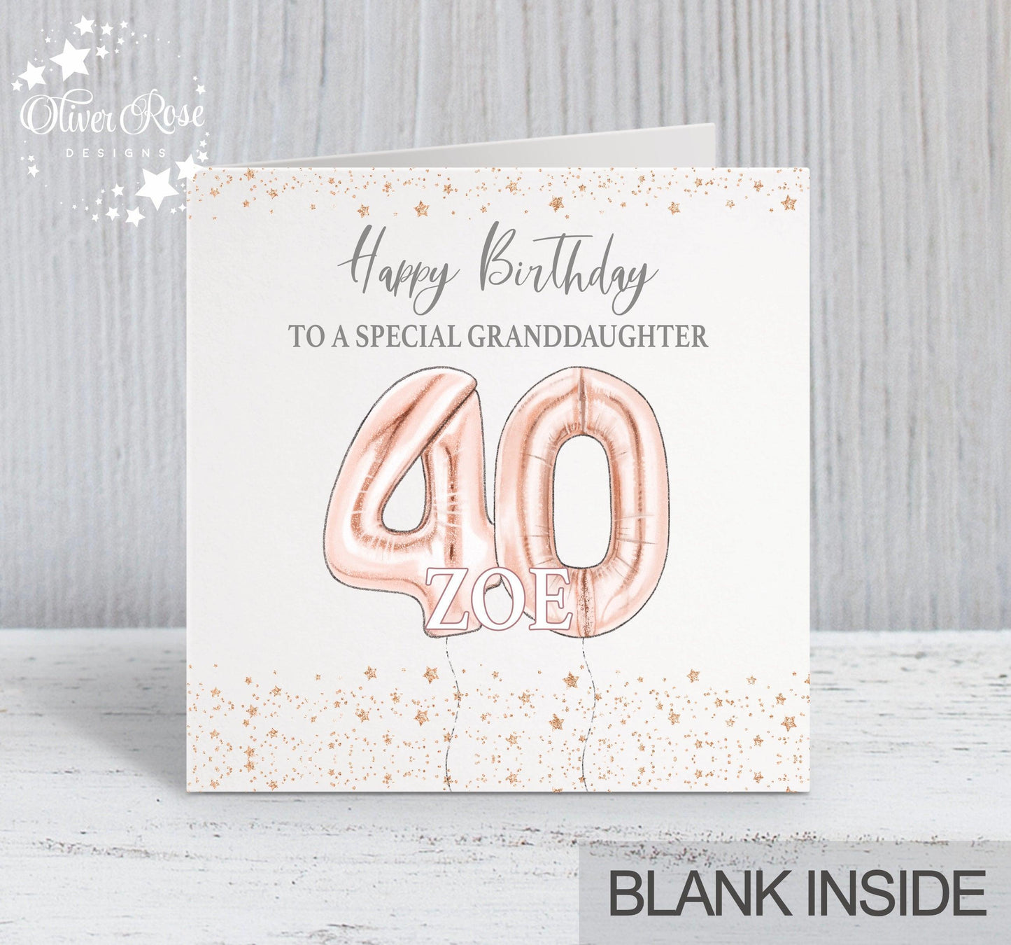 Rose Gold Effect Birthday Card (5.75" Square) - Oliver Rose Designs