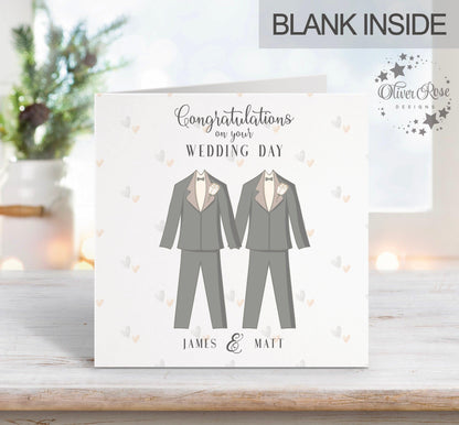 Personalised Wedding Day Card, Suit & Suit, Mr & Mr | Oliver Rose Designs